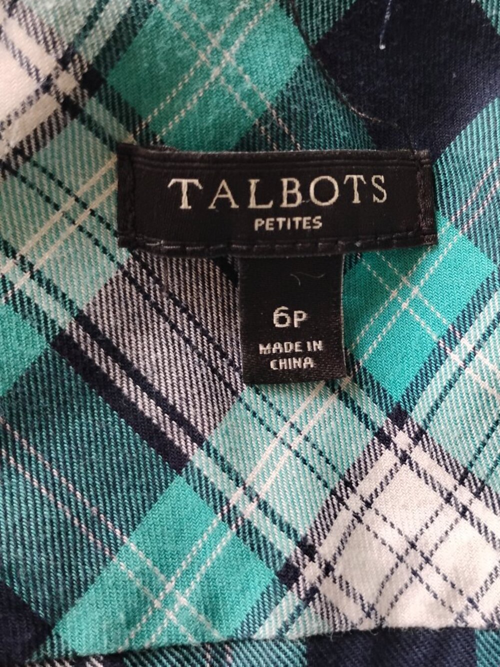Talbots 100% Cotton Button Down Ruffled Plaid Shirt - Picture 5 of 6